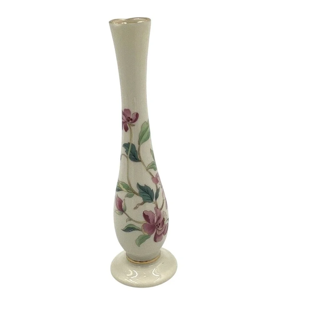 Bud Vase Barrington Collection by Lenox USA Flowers Gold Trim 7.5